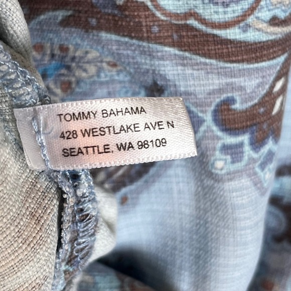 Tommy Bahama Silk Medium Hawaiian Paisley‎ Short Sleeve Button Up Camp Shirt - Picture 6 of 7